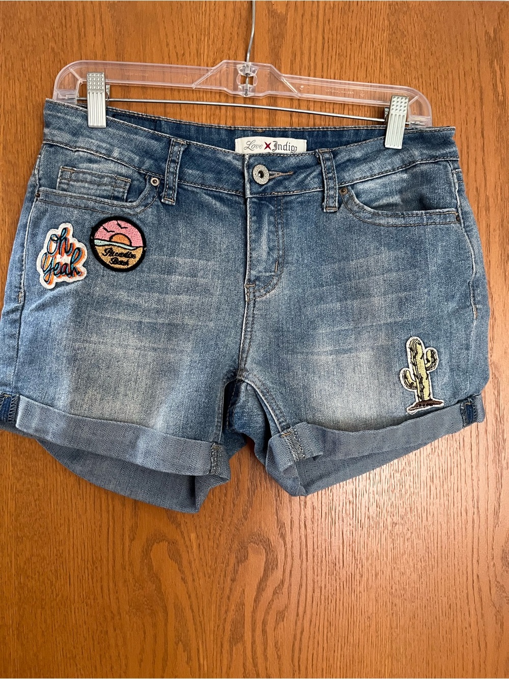 Love Indigo Cuffed Denim Shorts with Patches Size 4